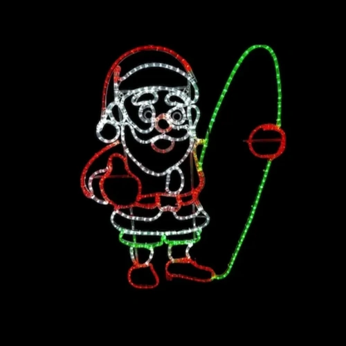 Santa with Surfboard Rope Light Motif 