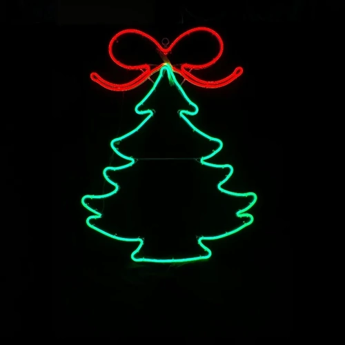 Neon Christmas Tree Bow Rope Light Motif