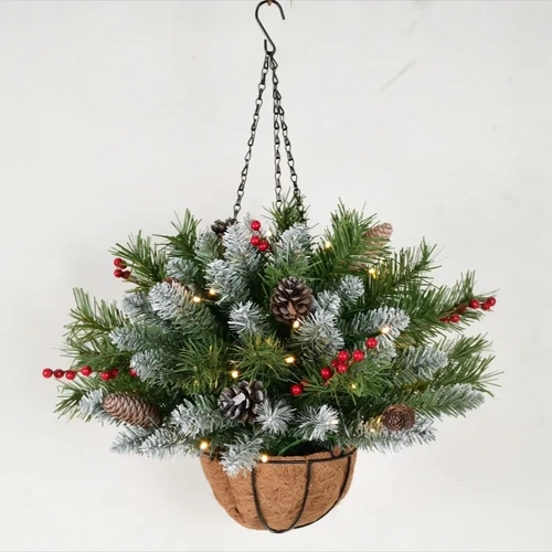 Warm White Christmas Decorated Hanging Pot 