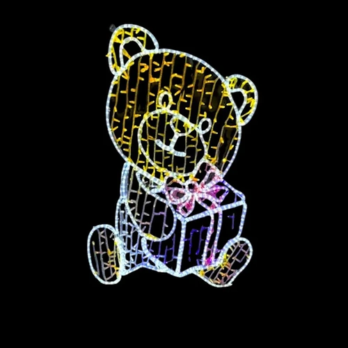 1.5m Teddy Bear with Present Rope Light Motif 