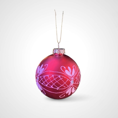 Red Jewelled with Glitter Appliqué Tree Ornament