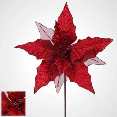 Red Poinsettia Stem - 29cm