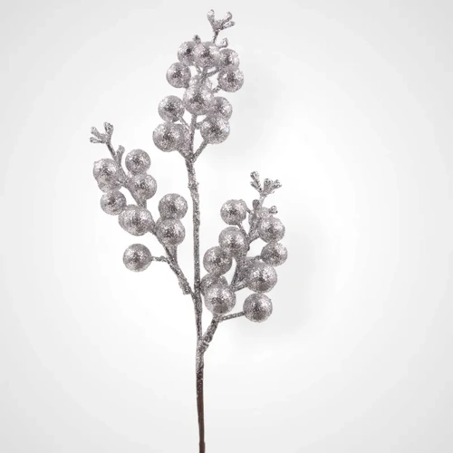 Silver Glitter Berry Stem