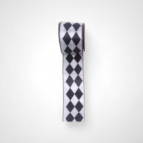 White & Black Harlequin Ribbon