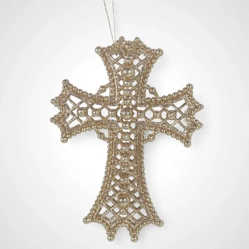 Champagne Glitter Cross Tree Ornament