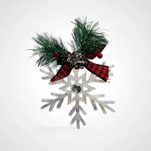 Acrylic Snowflake with Gingham Ribbon