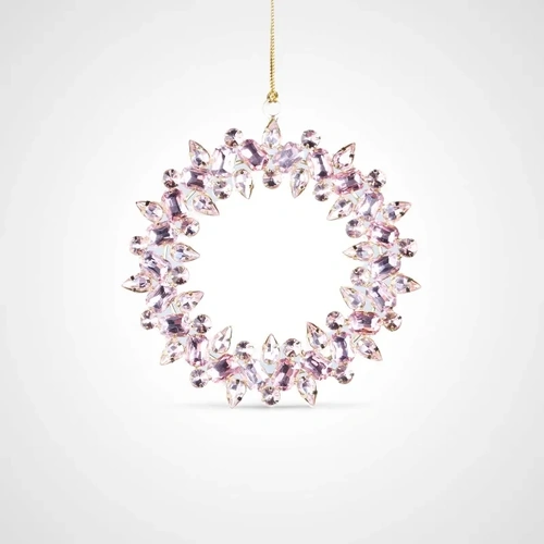 13cm Pink Glass Wreath Tree Decoration