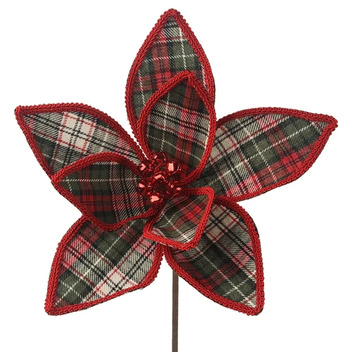 32cm Christmas Tartan Poinsettia