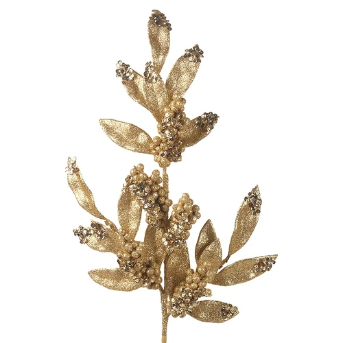 66cm Gold Laurel Leaf Stem