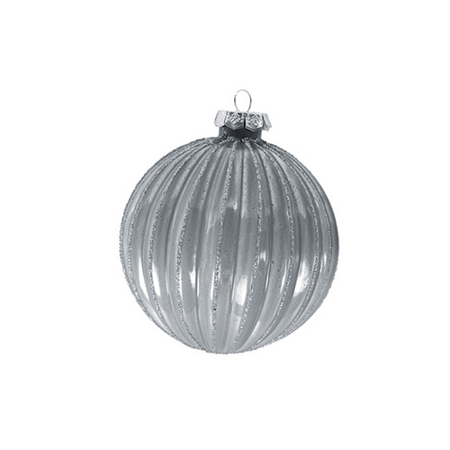 10cm Silver Glass Bauble (A)