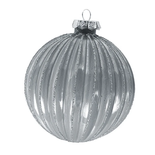 10cm Silver Glass Bauble (A)