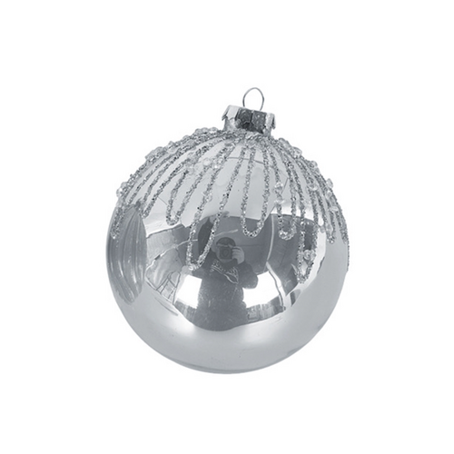 10cm Silver Glass Bauble (B)