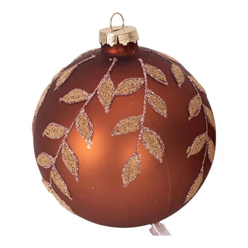 10cm  Copper Glitter Glass Baubles