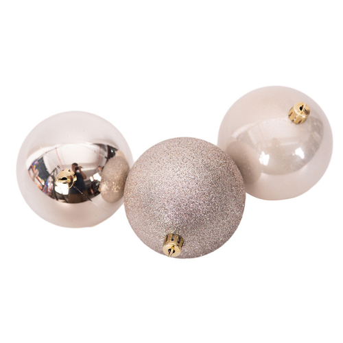 8cm Champagne Shatterproof Bauble 3pk