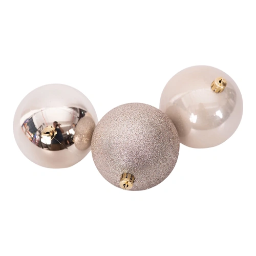 8cm Champagne Shatterproof Bauble 3pk