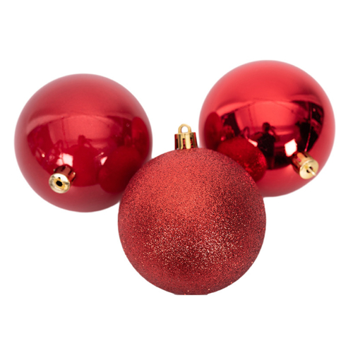 8cm Red Shatterproof Bauble 3pk