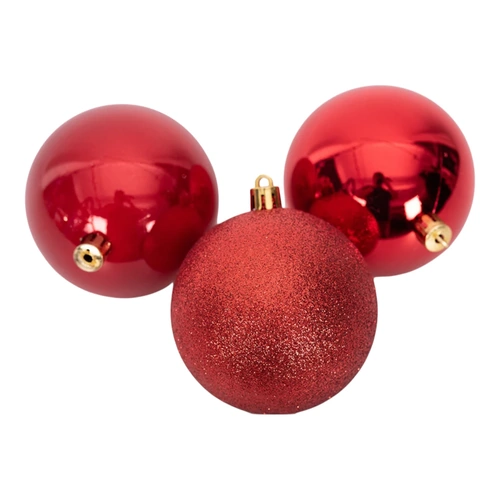 8cm Red Shatterproof Bauble 3pk