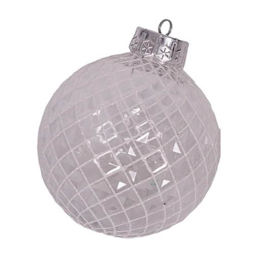 12cm Clear Bauble with Glitter (B)