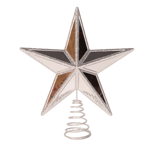 Silver Mirror Star Tree Topper