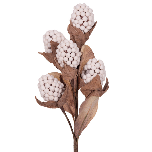 42cm Rustic White Berry Stem