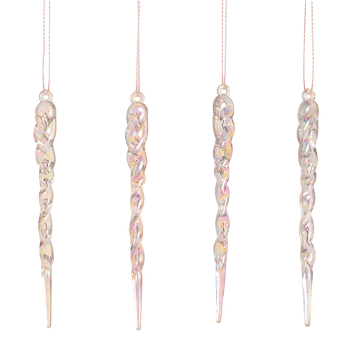 4pk Iridescent Icicles Acrylic Tree Ornament