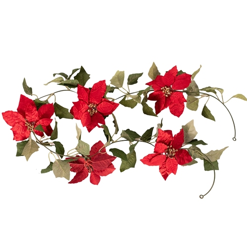 2m Red Poinsettia Garland