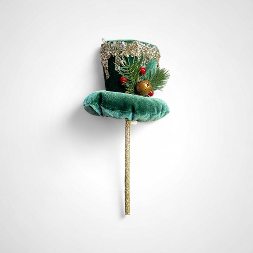 Emerald Velour Hat with Pick