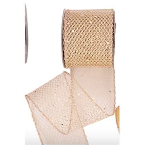 63mm Champagne  Mesh Ribbon (M)