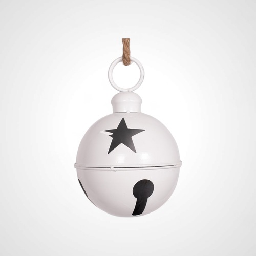 White Metal Bell with Star Cut Out 16cm