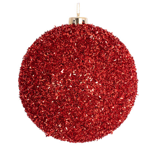 20cm Red Tinsel Finish Bauble (P)