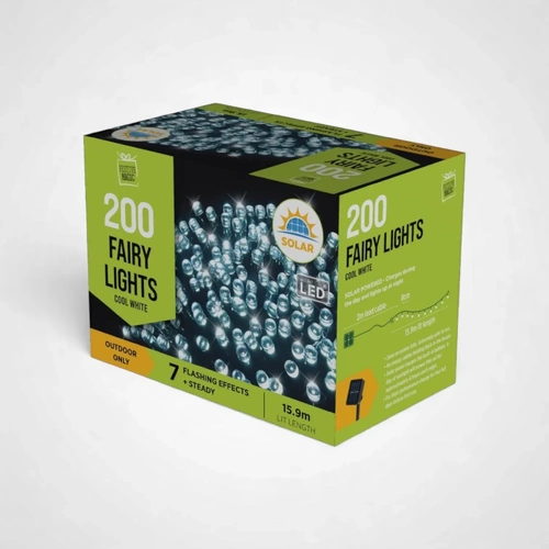 Solar Cool White Fairy Lights 15.9m