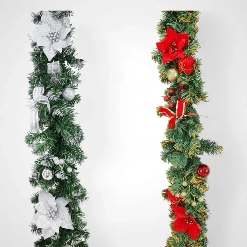 Ass.180cm Decorated Poinsettia Garland 