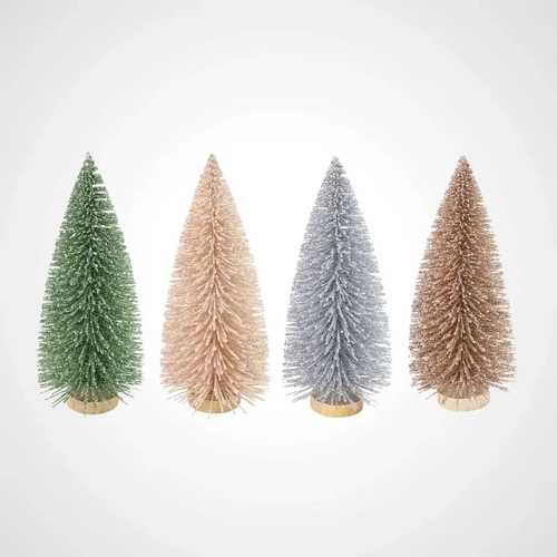 14cm Glitter Spiky Tree Naturals Cream