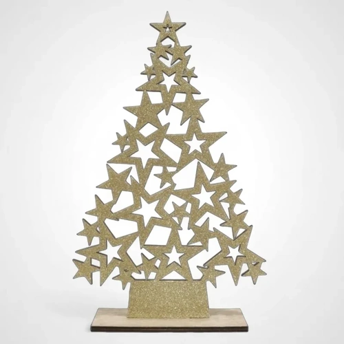 Gold Glitter Stars Table Trees 37cm-