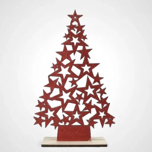 Red Glitter Stars Table Trees 37cm