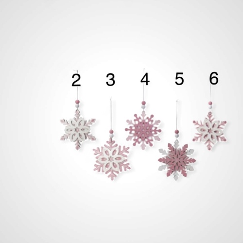 2- Pink Hanging Snowflake 9cm