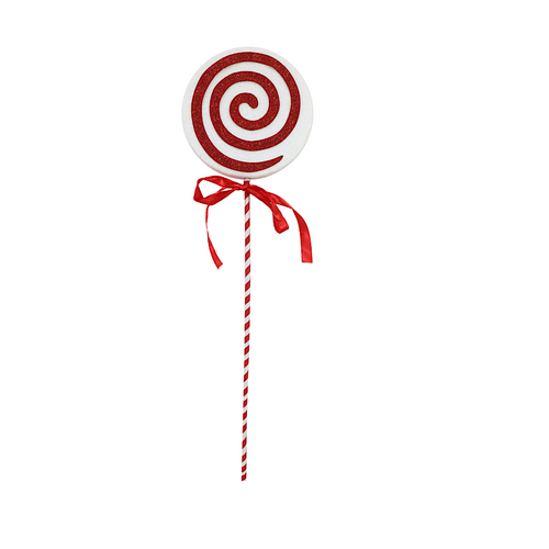 43cm Lollipop Glitter Pick (Red & White) - AVAIL OCT 2024