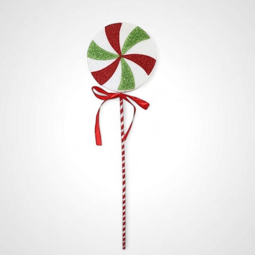 43cm Lollipop Glitter Pick (Red/Green/White) - AVAIL OCT 2024