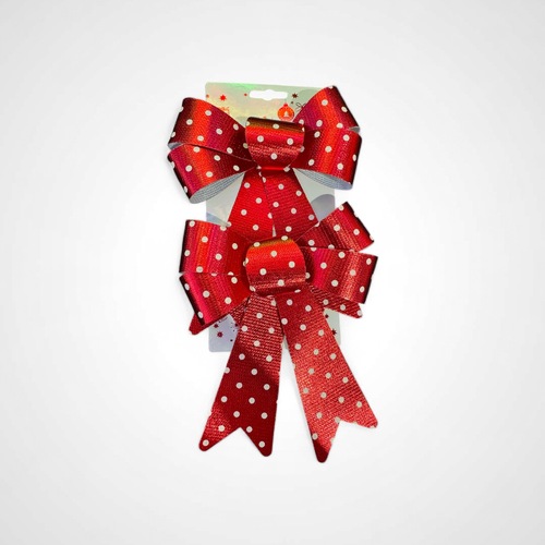 Metallic Spotted Bow 2pk (Red & White)