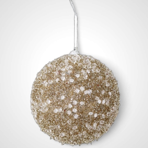 10cm Gold Icy Tinsel Bauble - AVAIL OCT 2024