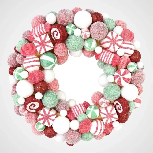 45cm Sugar Peppermint Candy Wreath -