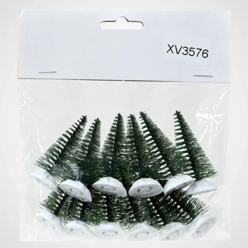 6cm Village Bristle Trees 12pk Plain