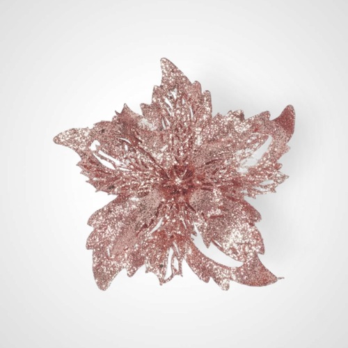 Pink Glitter Poinsettia Clip