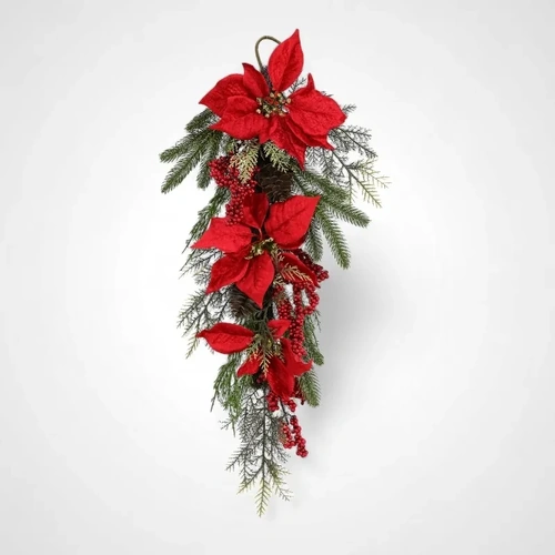 Red Poinsettia Hanging Deco