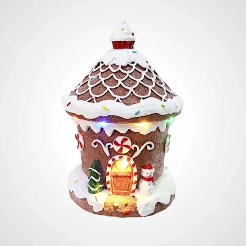 LED B/O Gingerbread Ice Cream House (Snowman)