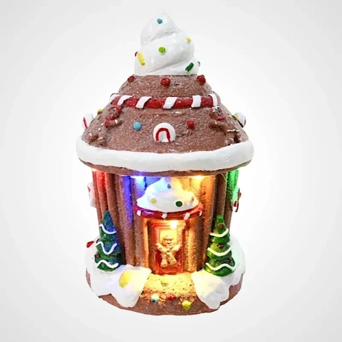 LED B/O Gingerbread Ice Cream House (Trees)