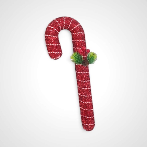 33cm Hanging Glitter Berry Candycane (Red) - AVAIL OCT 2024