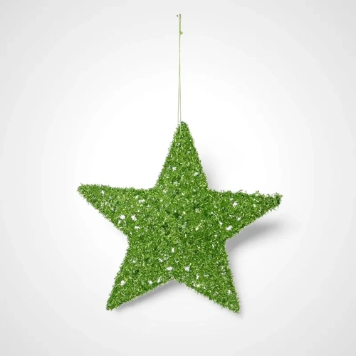 20cm Mean Green Hanging Tinsel Star