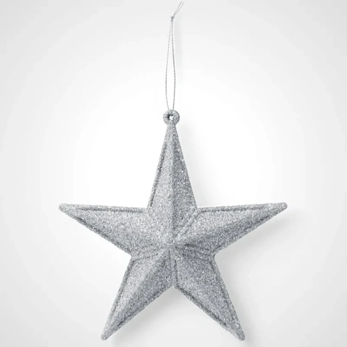 14cm Silver Glitter Modern Star 