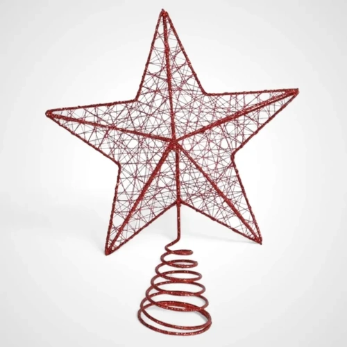 20cm Red Glitter Wire Star Topper 